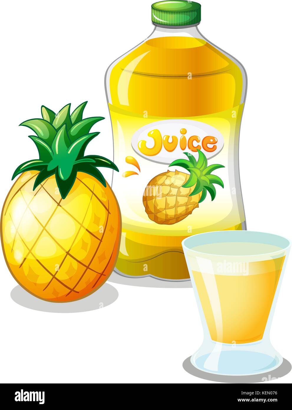 Illustration of the pineapple juice drink on a white background Stock ...