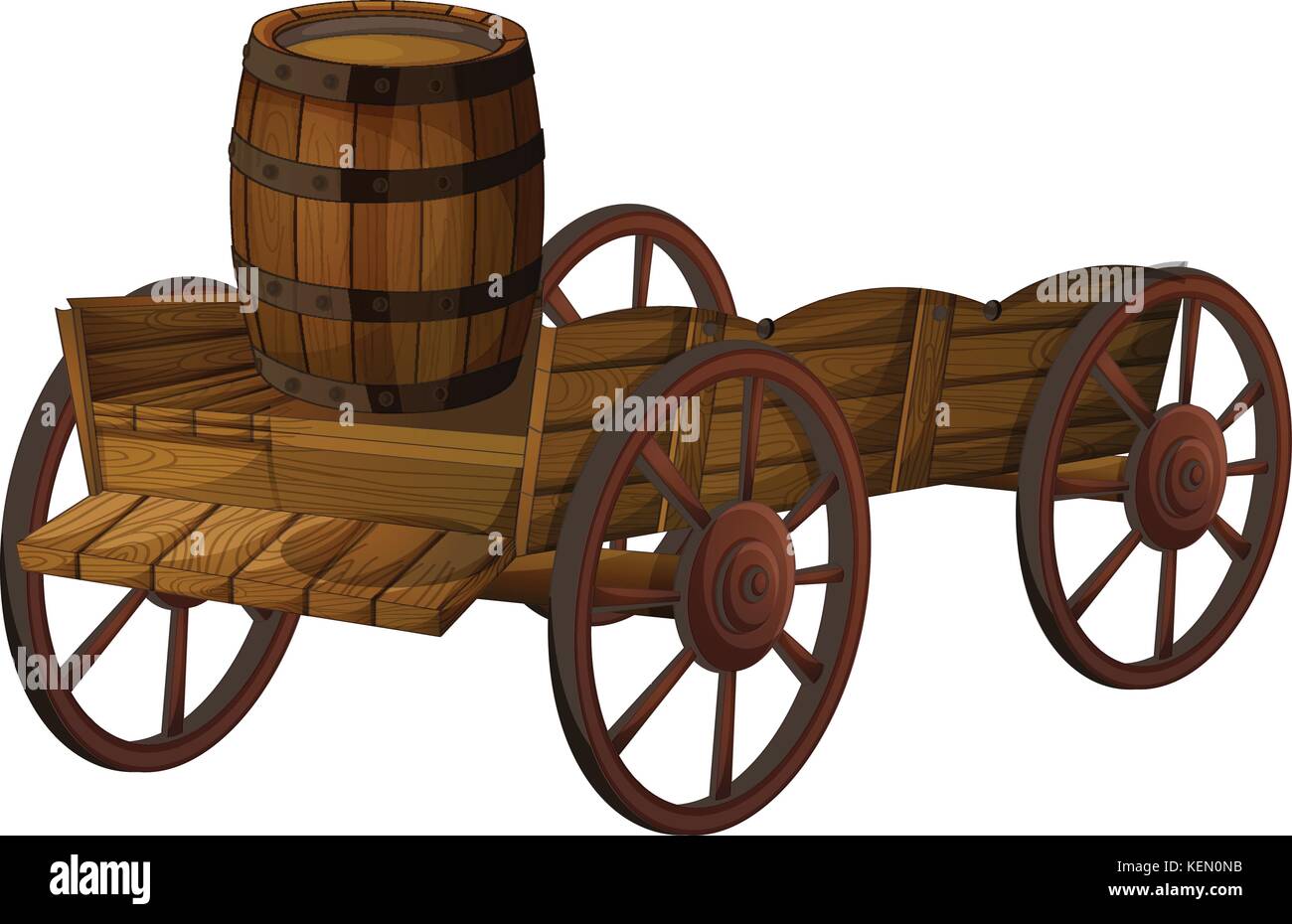 Illustration of a barrel on a wagon Stock Vector Image & Art - Alamy