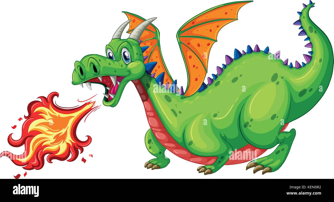 Illustration of a dragon blowing fire Stock Vector Image & Art Alamy