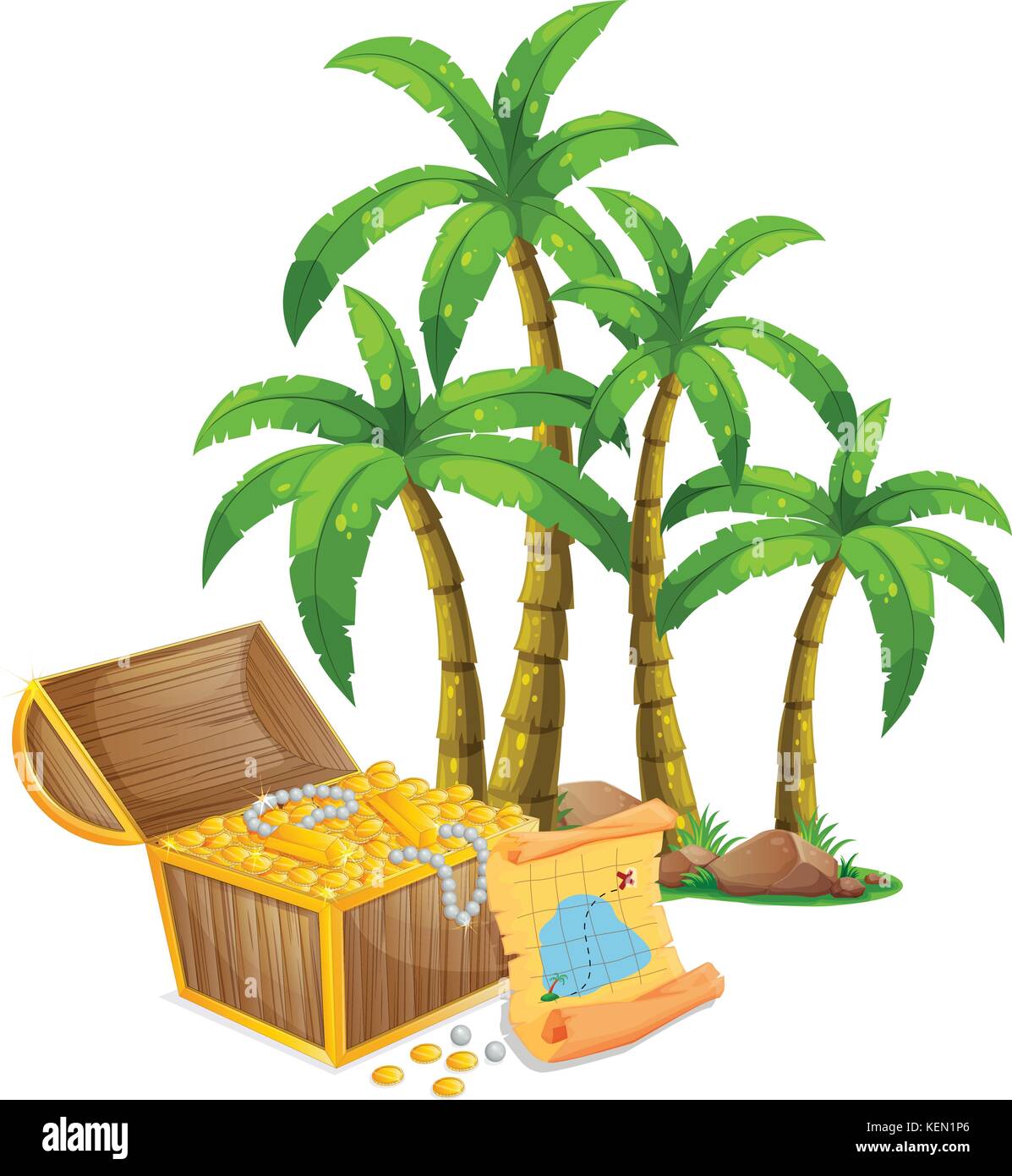 Illustration of treasure and a map Stock Vector Image & Art Alamy