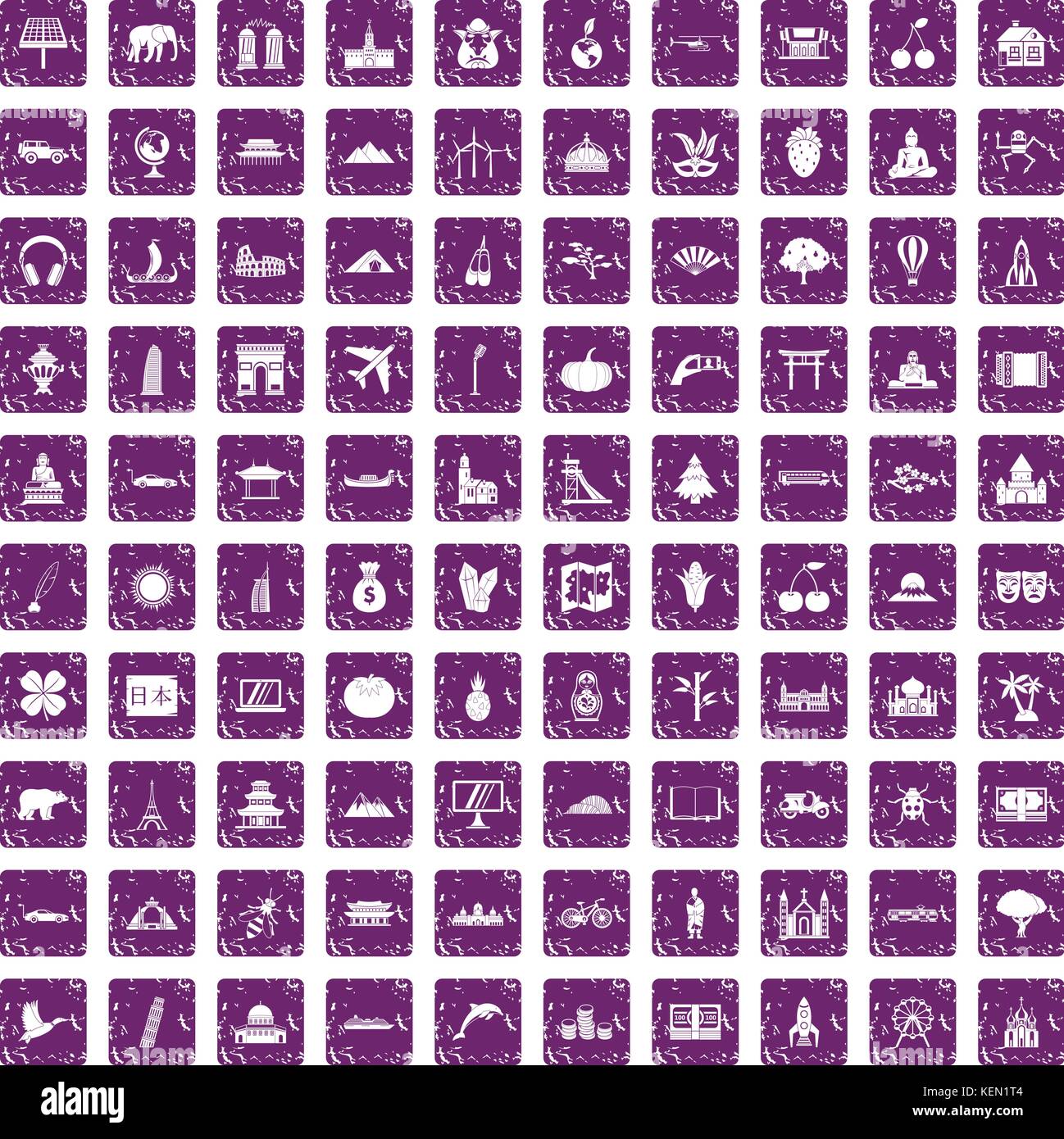100 world icons set grunge purple Stock Vector Image & Art - Alamy