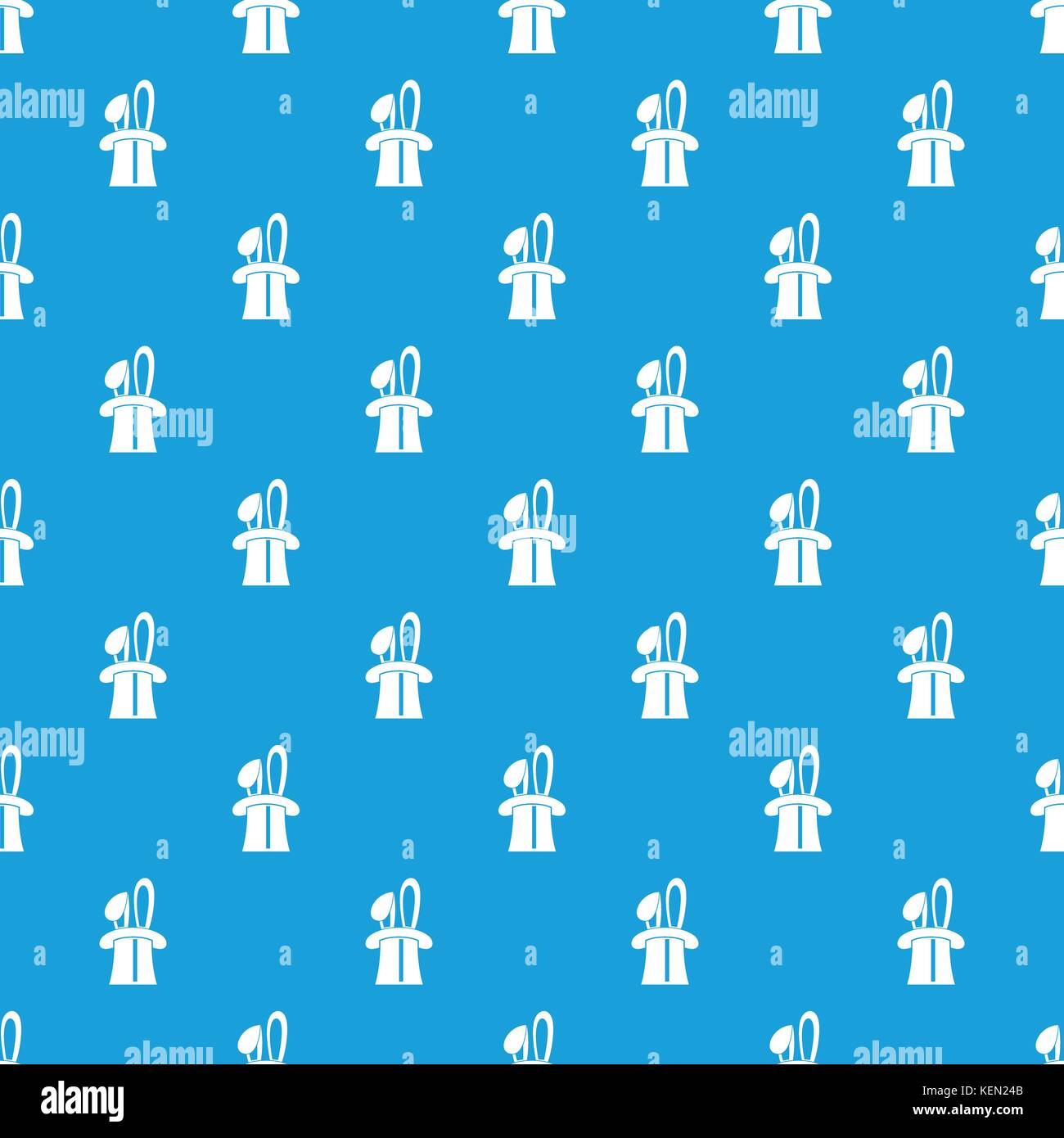 Rabbit appearing from a top magic hat pattern seamless blue Stock ...