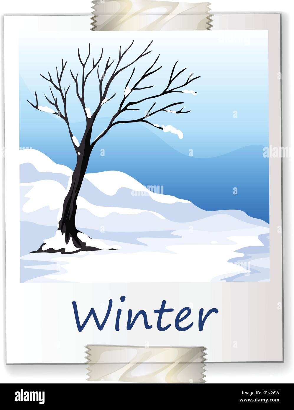 Illustration of a tree covered with snow Stock Vector