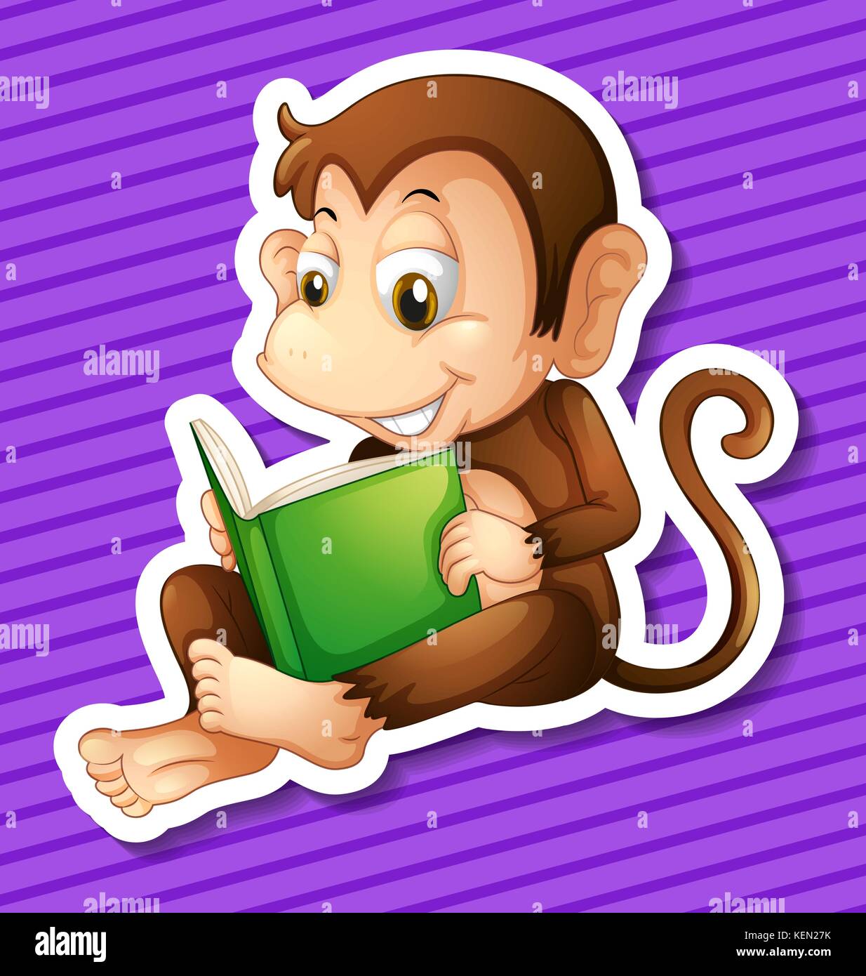 Illustration of a monkey reading book Stock Vector