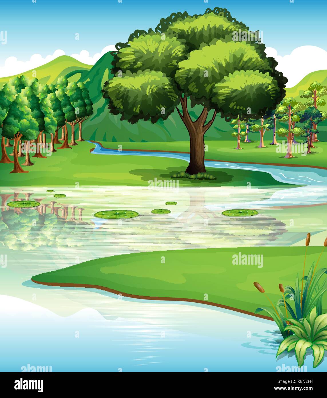 Illustration of the land and water resources Stock Vector