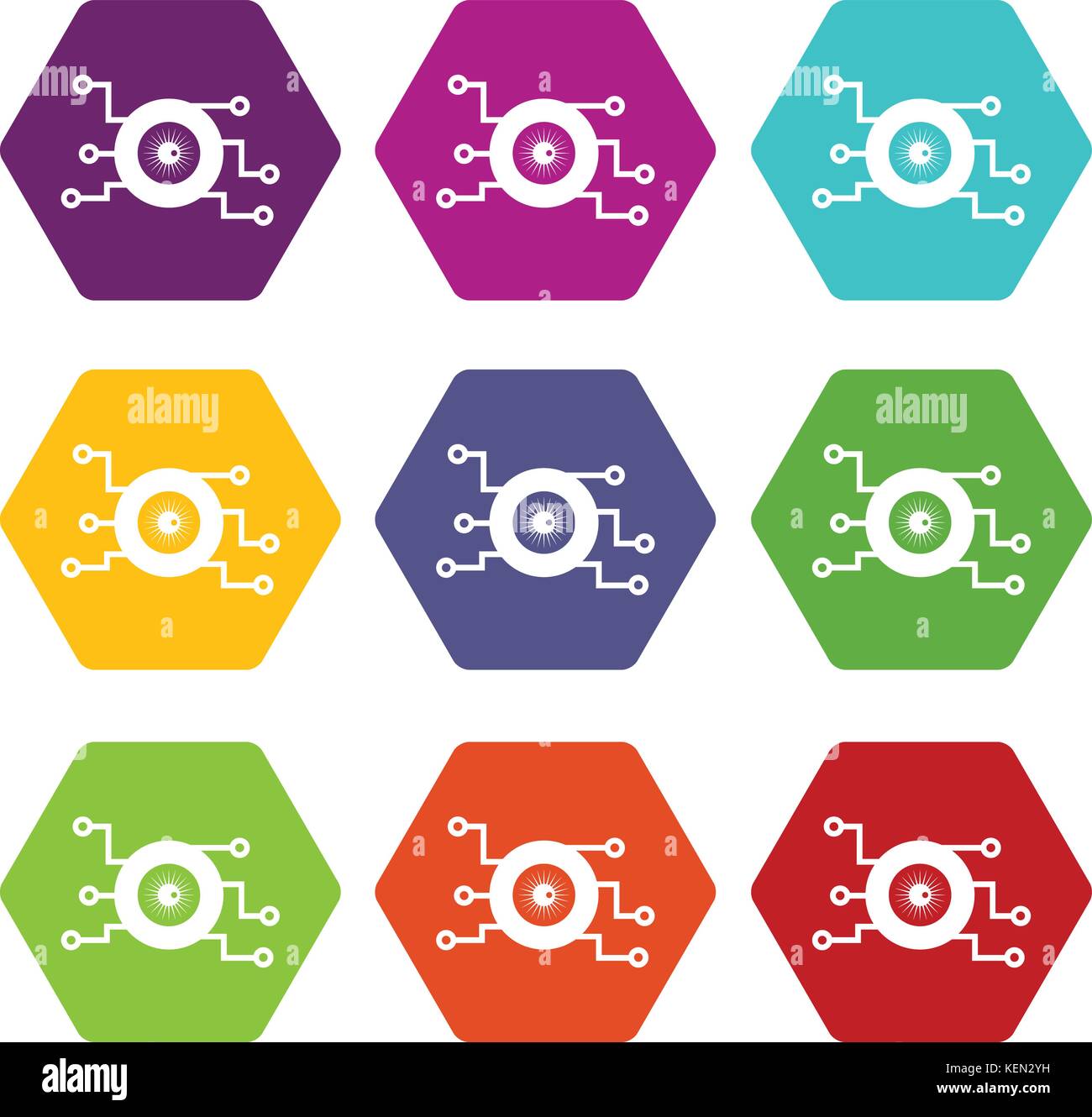 Cyber eye symbol icon set color hexahedron Stock Vector Image & Art - Alamy