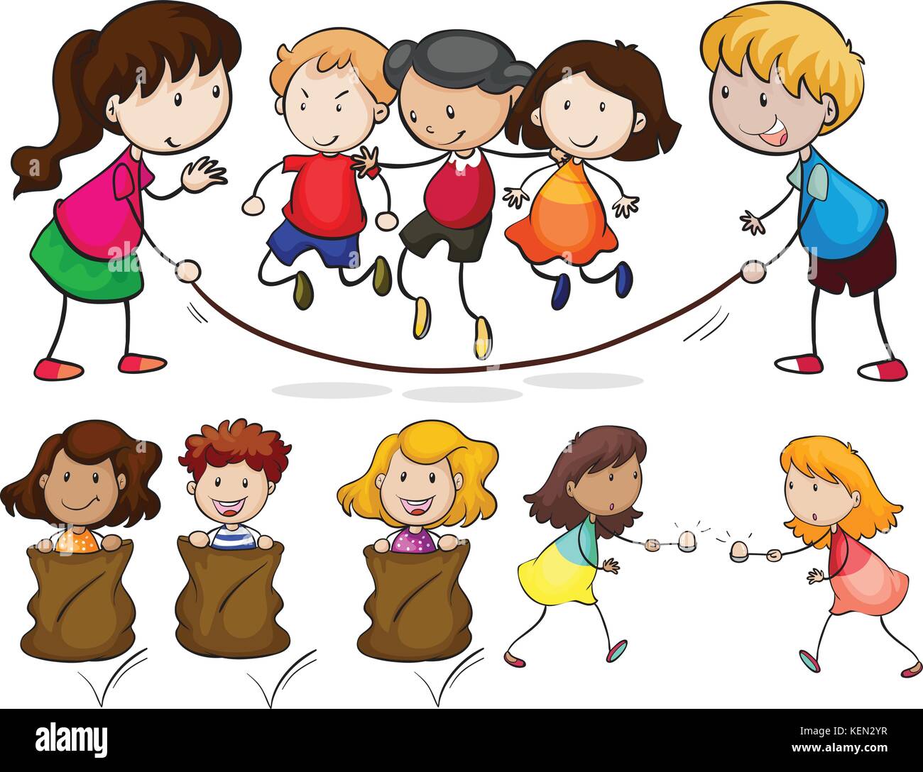 Illustration of many children playing Stock Vector