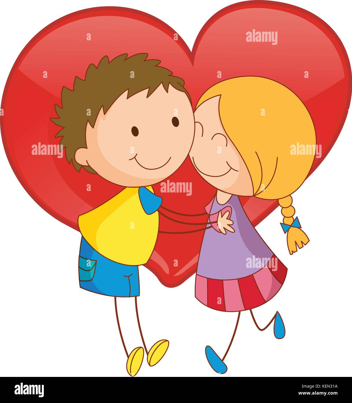 Illustration of a boy and a girl hugging Stock Vector Image & Art - Alamy