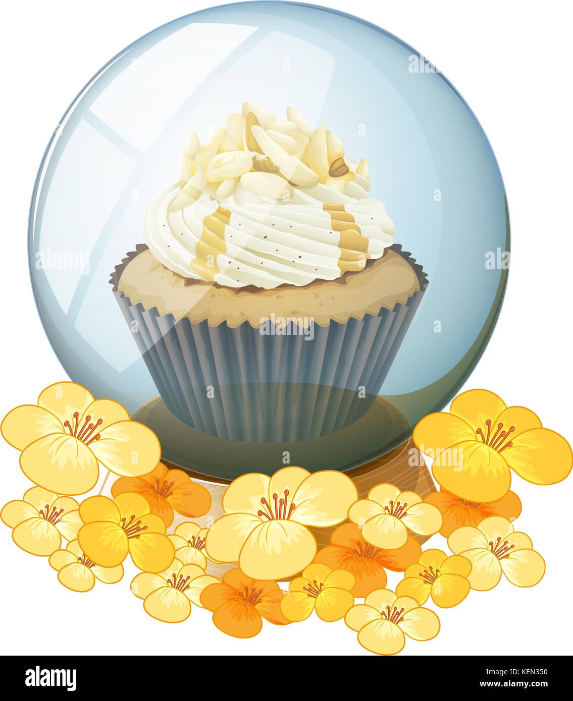 Illustration of a cupcake inside the crystal ball on a white background Stock Vector Image & Art