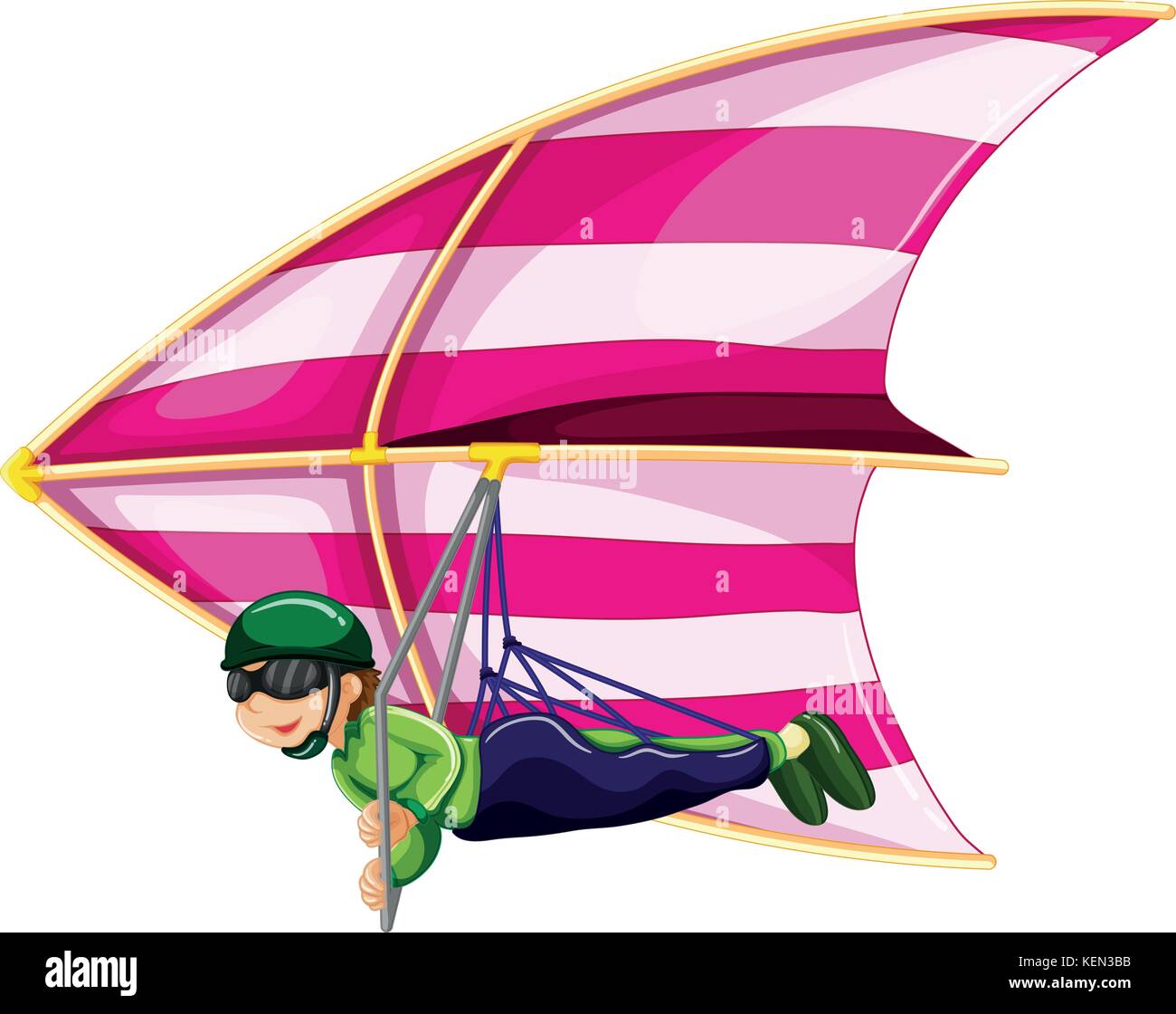 Illustration of a man doing hangglider Stock Vector