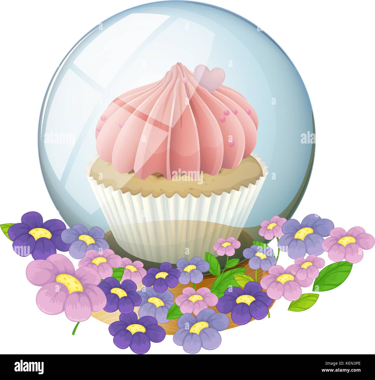 Illustration of a crystal ball with a cupcake inside on a white background Stock Vector Image
