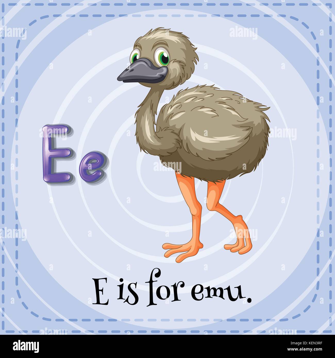 A letter E for emu Stock Vector