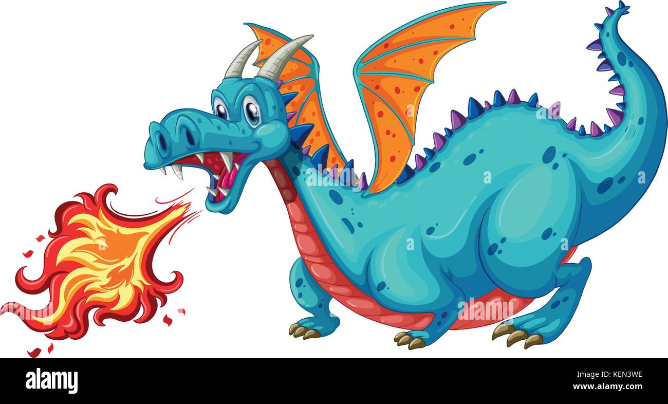 Illustration of a dragon blowing fire Stock Vector Image & Art Alamy
