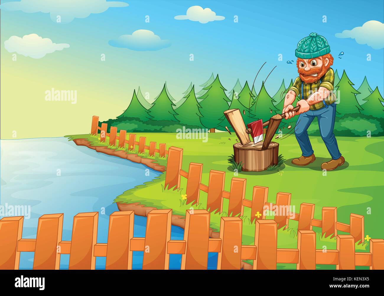 lumberjack chopping wood cartoon