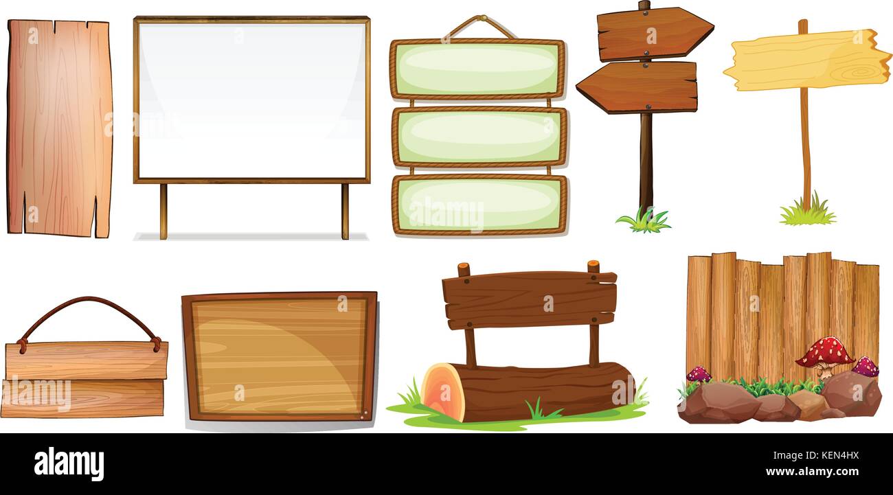 Illustration of different design of wooden signs Stock Vector Image ...