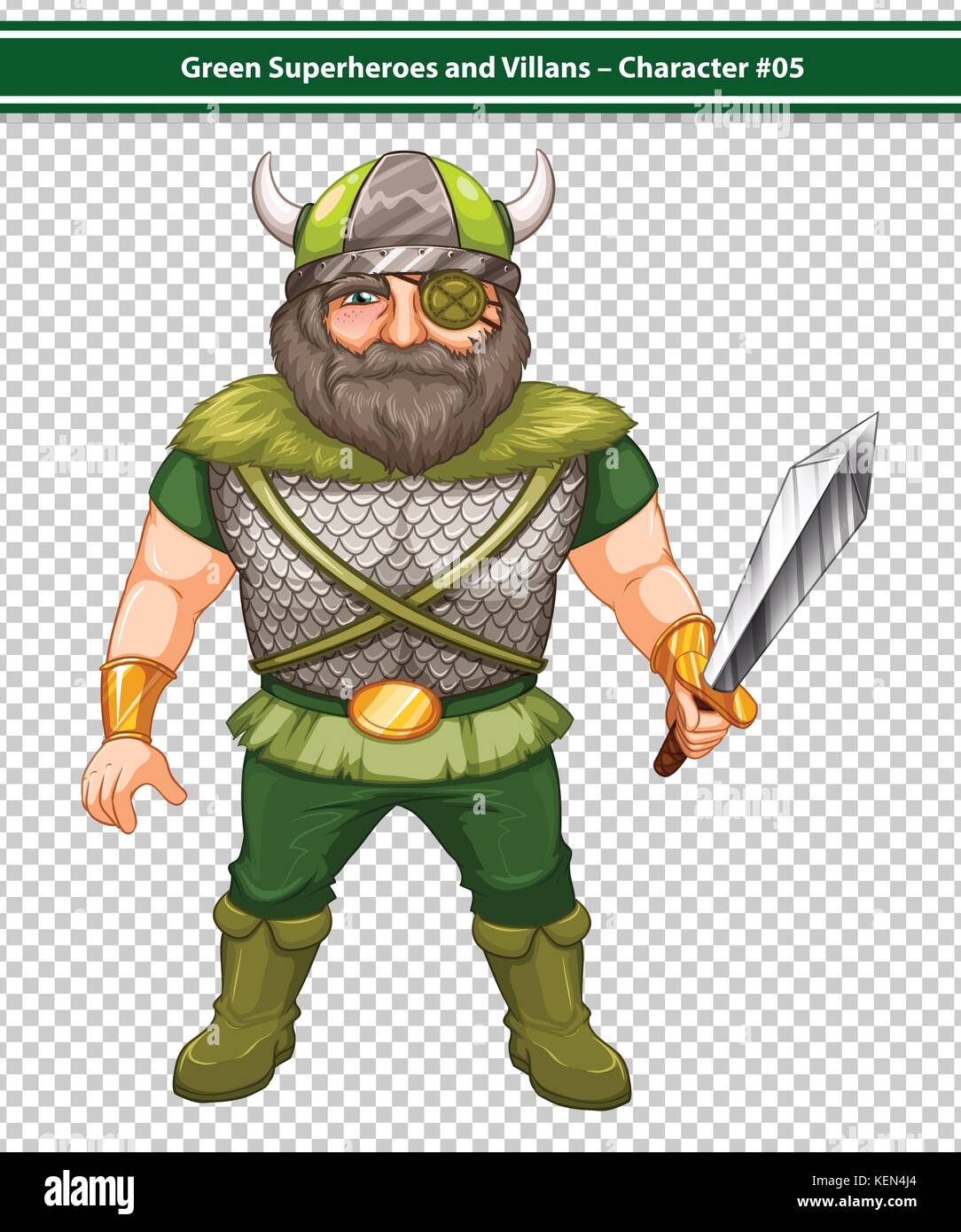 Illustration of a male viking warrior hero Stock Vector