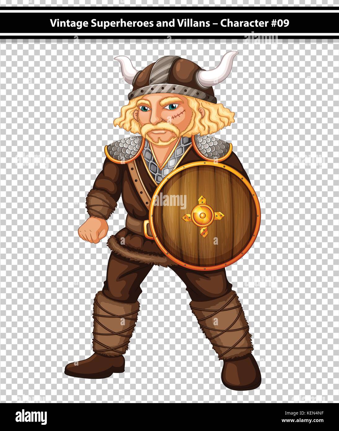 Illustration of a male viking with shield Stock Vector