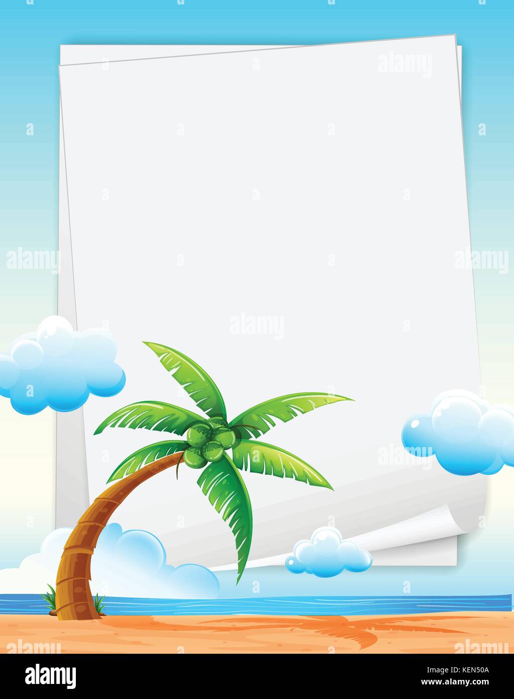 Illustration of a banner with beach background Stock Vector Image & Art -  Alamy