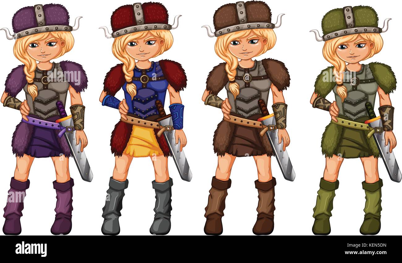 Illustration of female viking on white Stock Vector Image & Art - Alamy