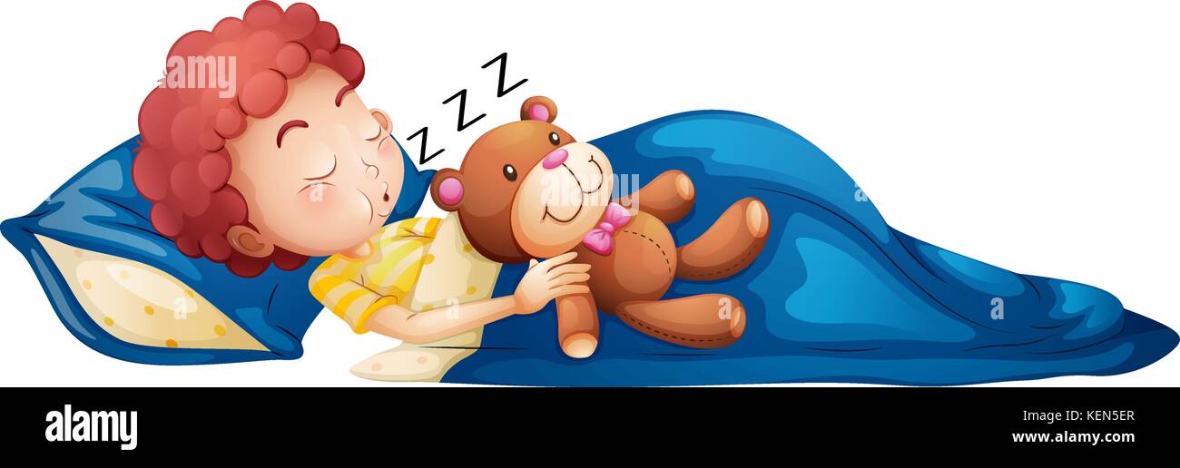 Illustration of a young boy sleeping on a white background Stock Vector ...