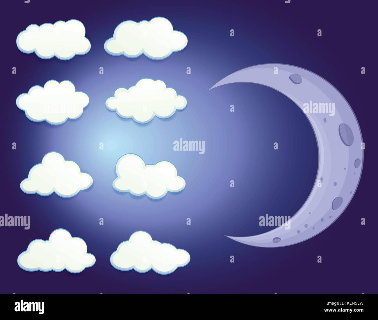 Illustration of a sky with clouds and a moon Stock Vector Image & Art ...