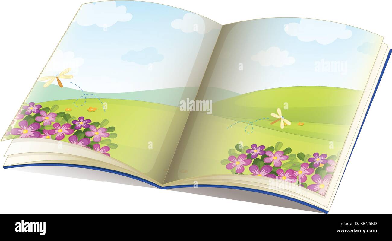 Illustration of a single storybook with pictures Stock Vector