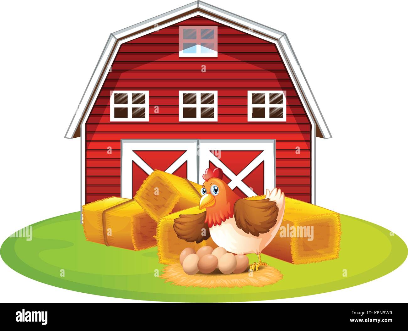 Illustration of a chicken and a barn Stock Vector Image & Art Alamy