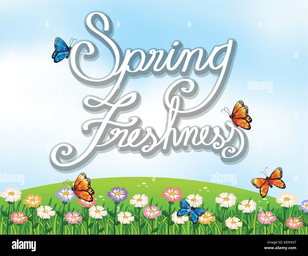 Spring Into Freshness Labeled plants Stock Vector Images - Alamy