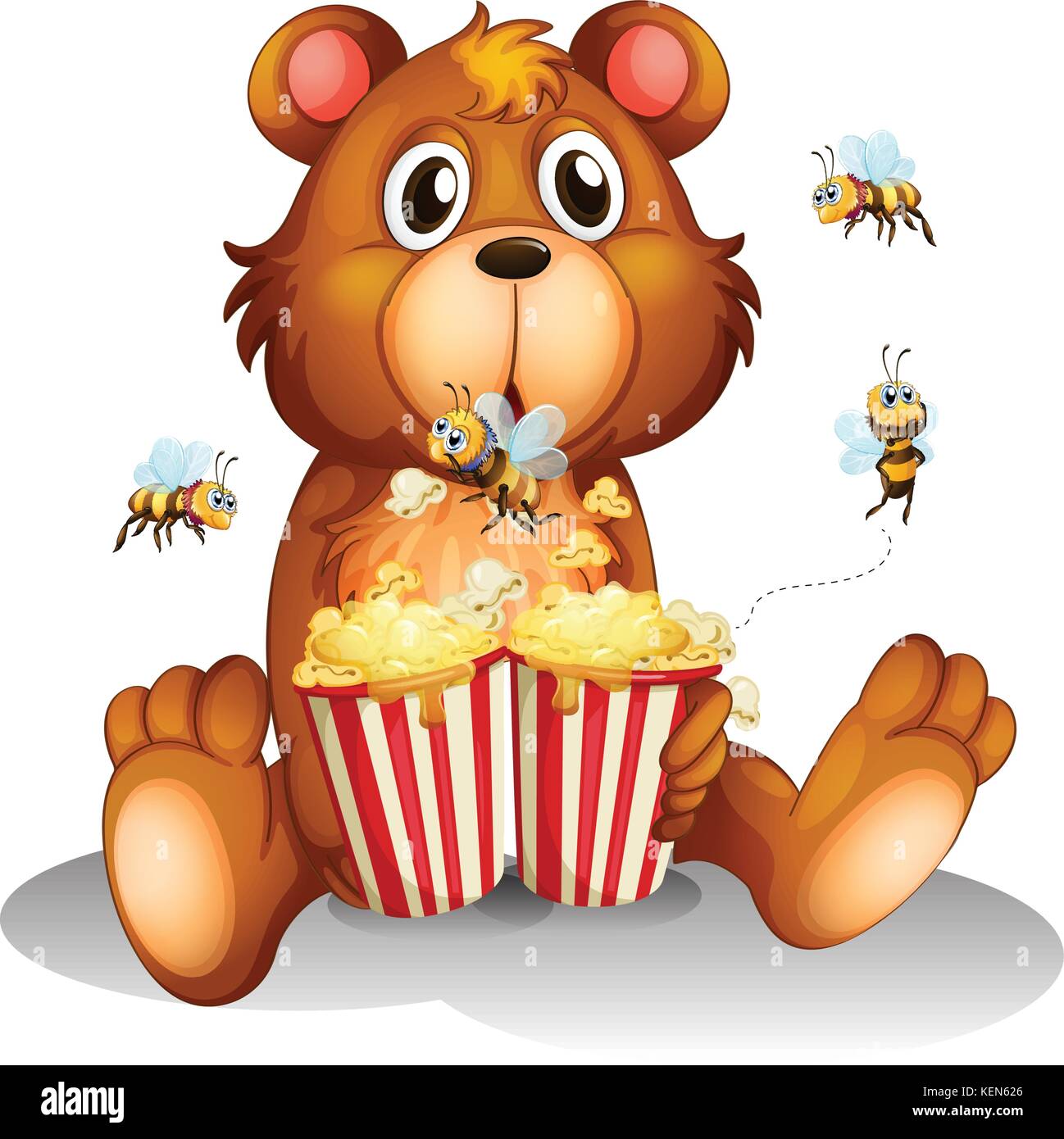 Illustration of a bear eating popcorn Stock Vector Image & Art Alamy