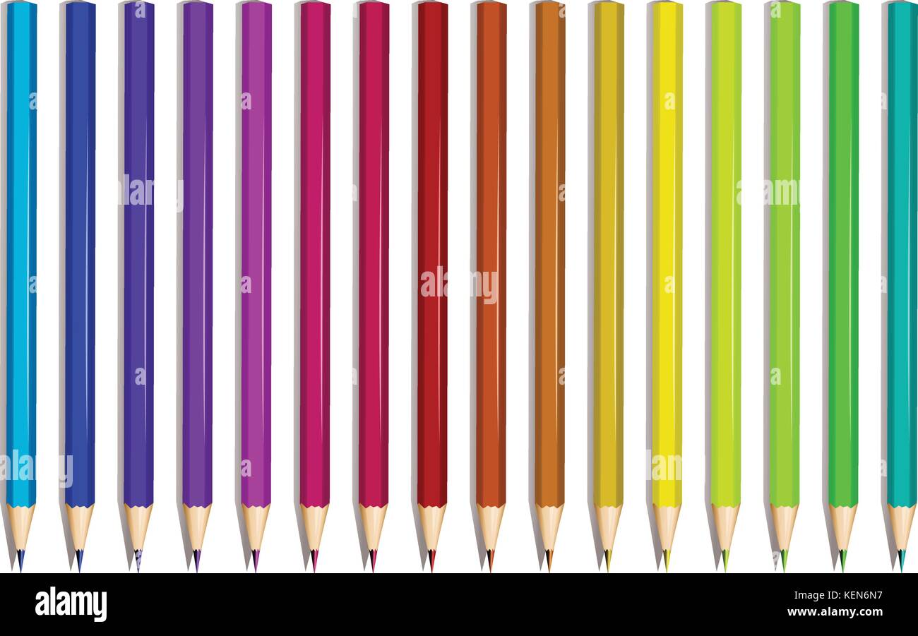 Illustration of the colorful pencils on a white background Stock Vector