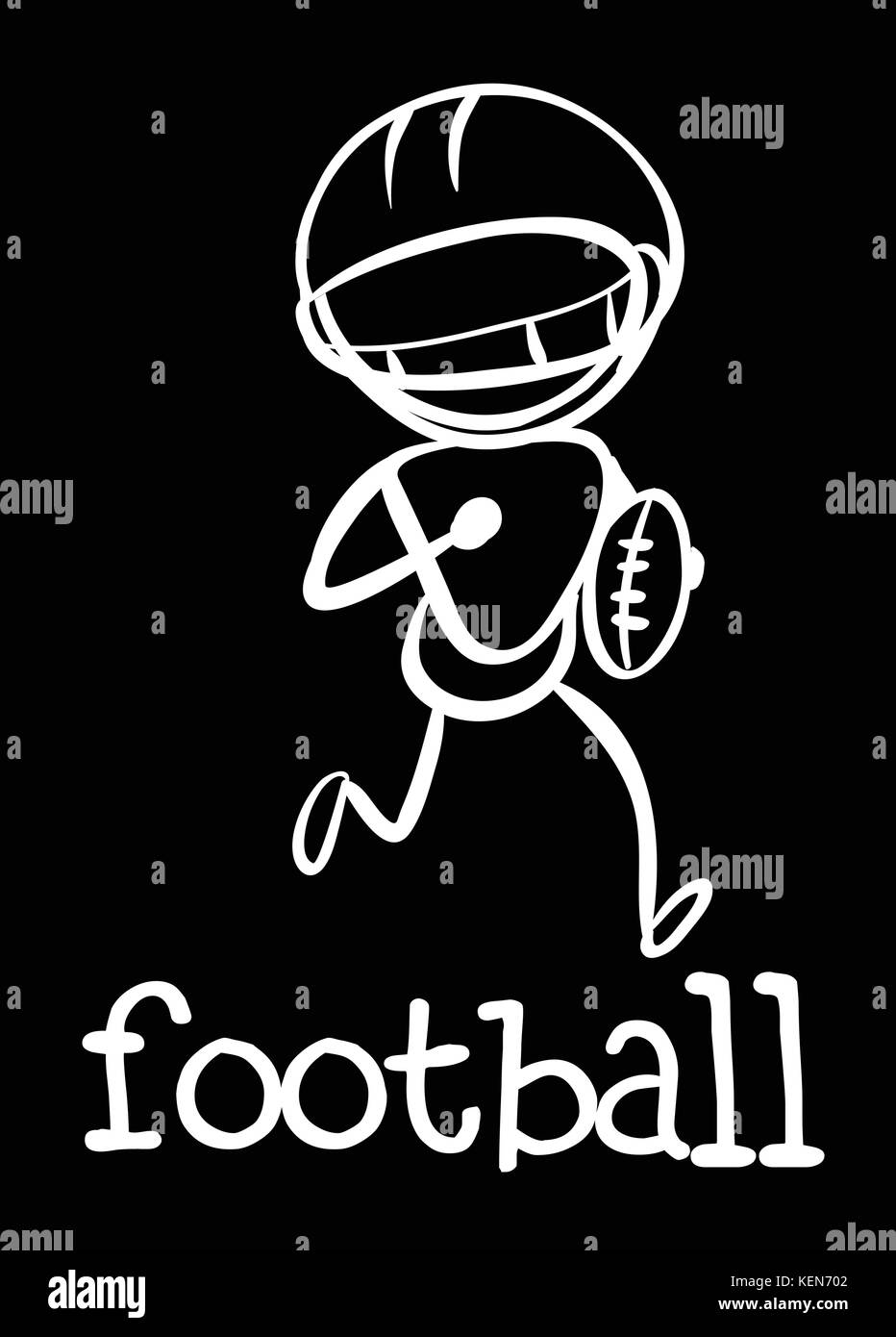 Illustration of a football player on a black background Stock Vector