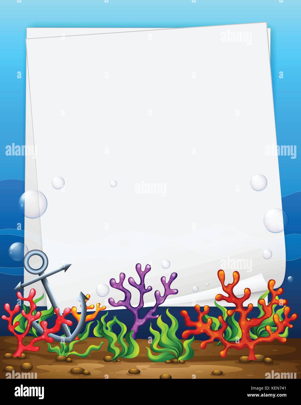 Illustration of a banner with underwater background Stock Vector