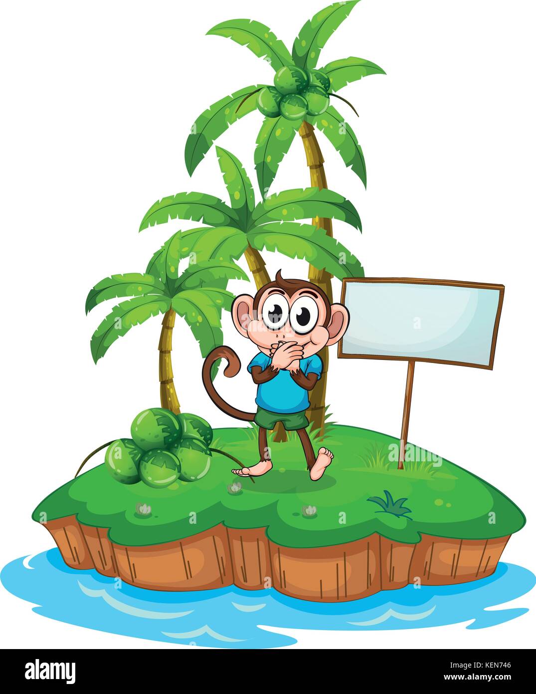 illustration of a monkey standing on an island Stock Vector Image & Art ...