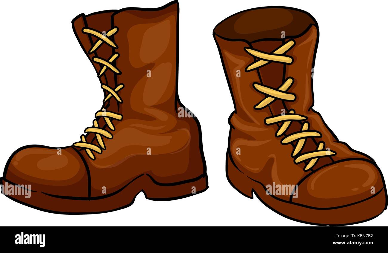 Illustration of a pair of brown boots on a white background Stock
