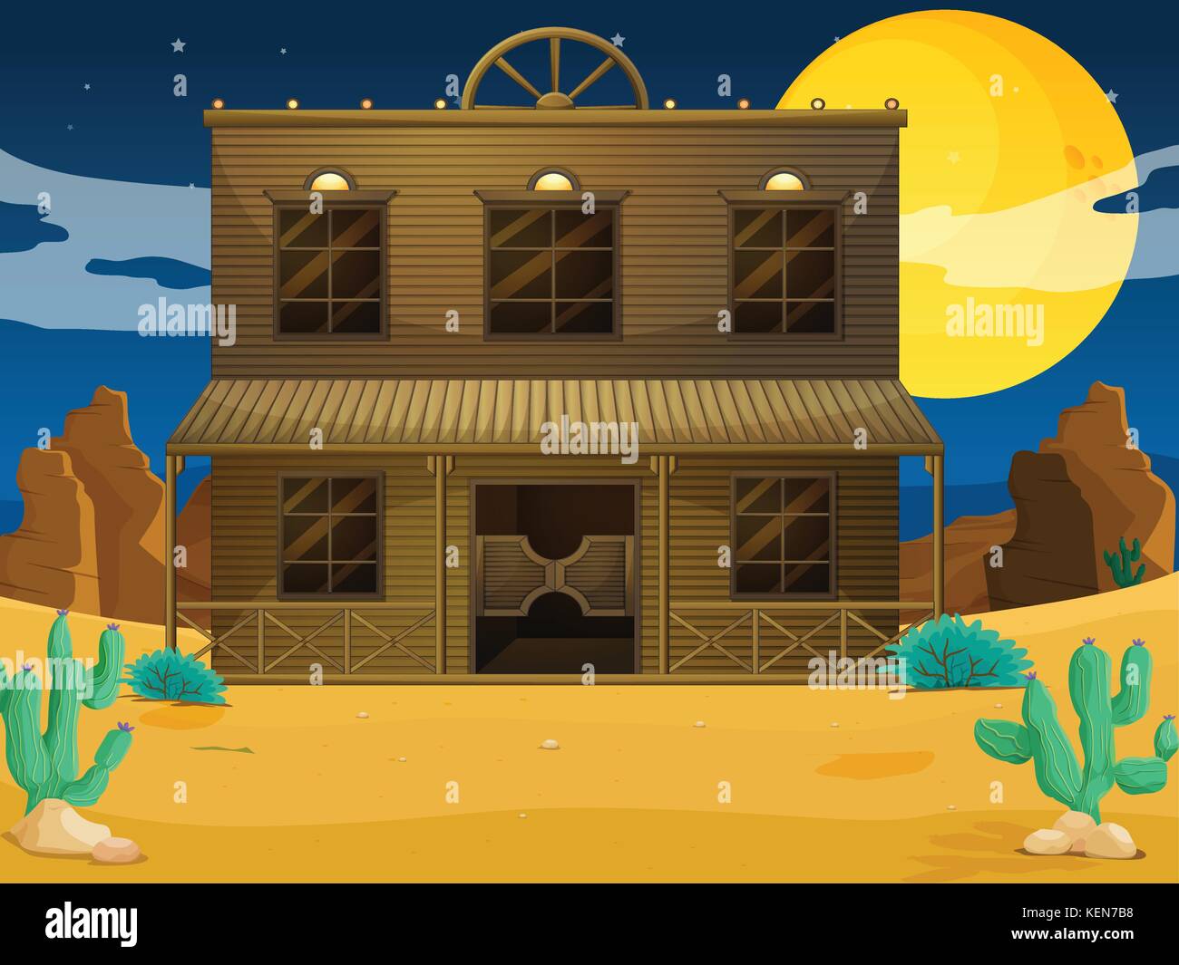 Illustration of a big building at the desert Stock Vector Image & Art ...