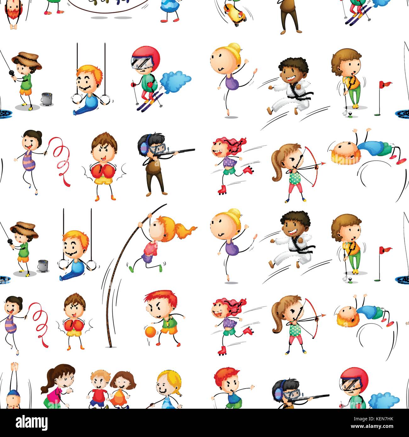 Illustration of the seamless design of people doing their indoor and ...