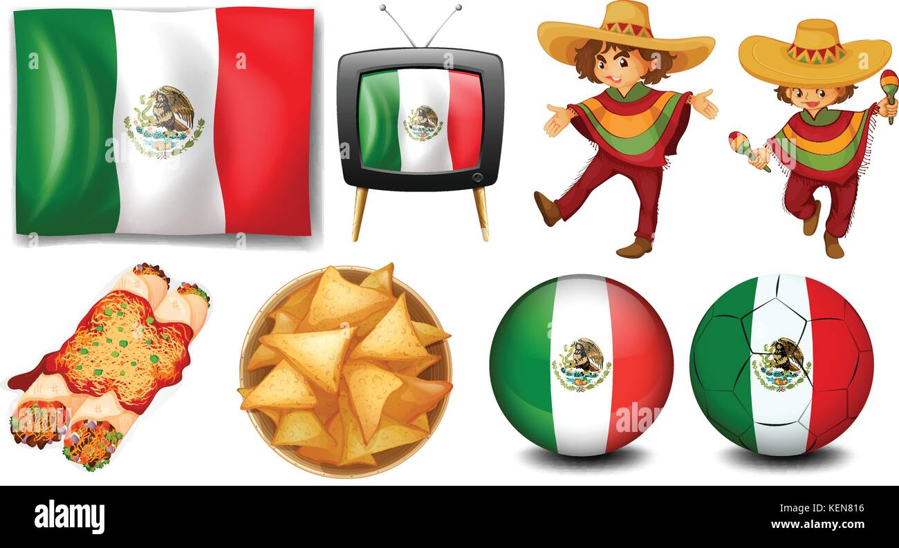 Items that reflect Mexico and Mexican Stock Vector