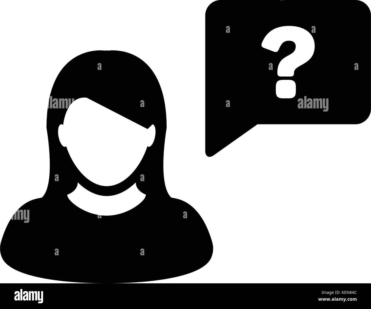 Message Icon Vector Female Person Avatar With Chat and Speech Bubble ...