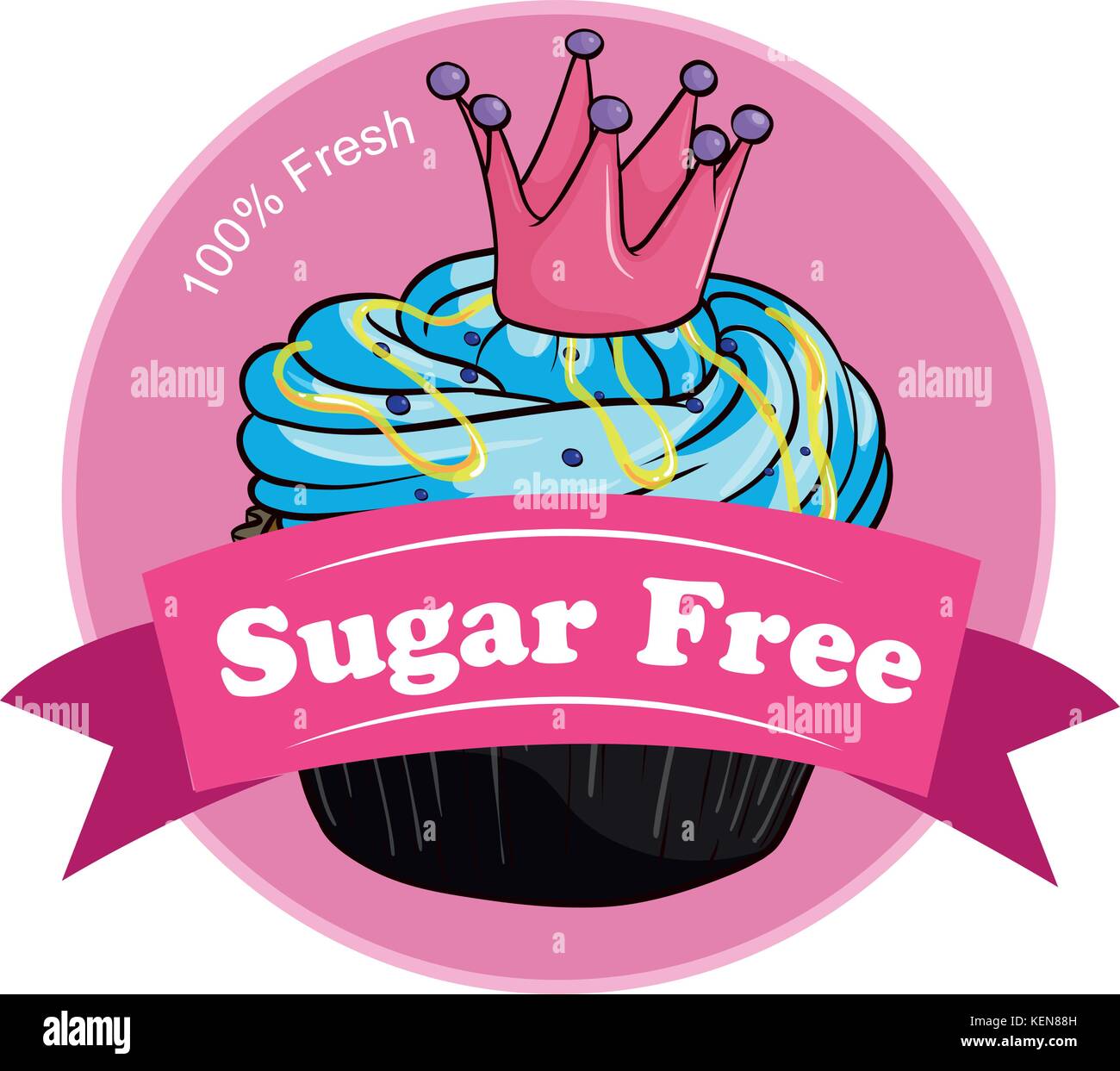 Illustration of a pink sugar free label on a white background Stock Vector