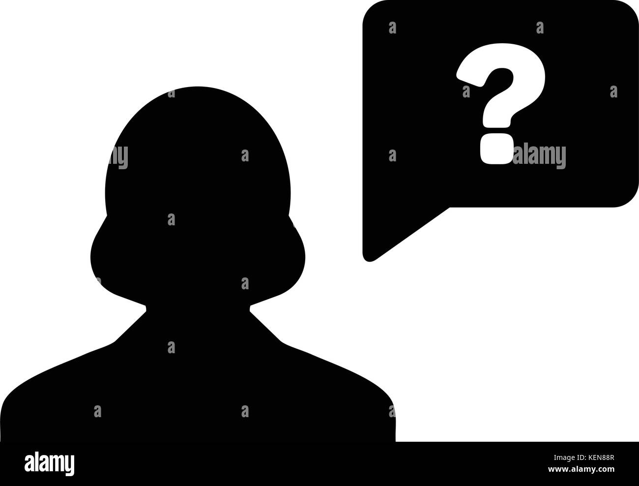 Message Icon Vector Female Person Avatar With Chat and Speech Bubble ...