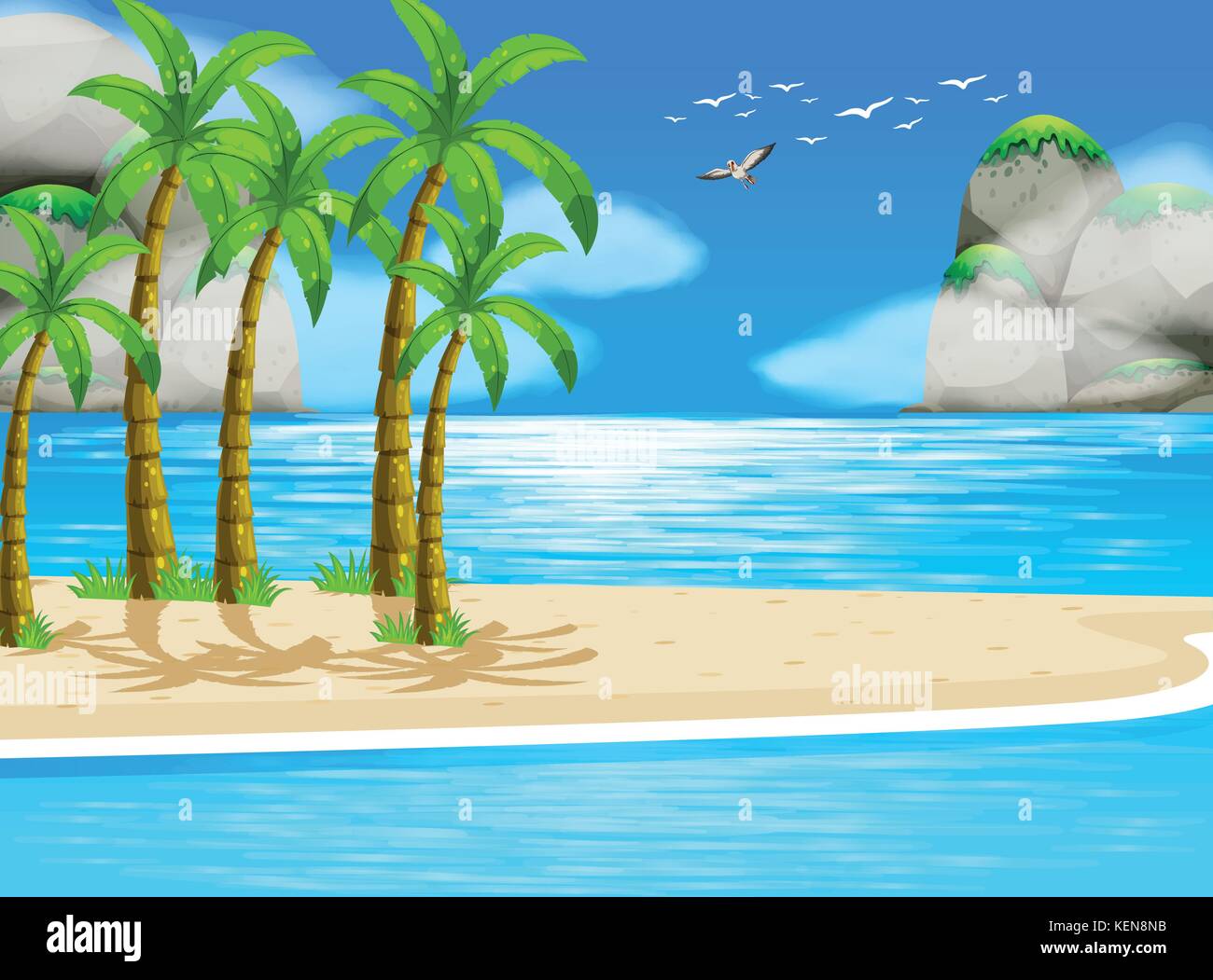 Illustration of an ocean view with island Stock Vector Image & Art Alamy