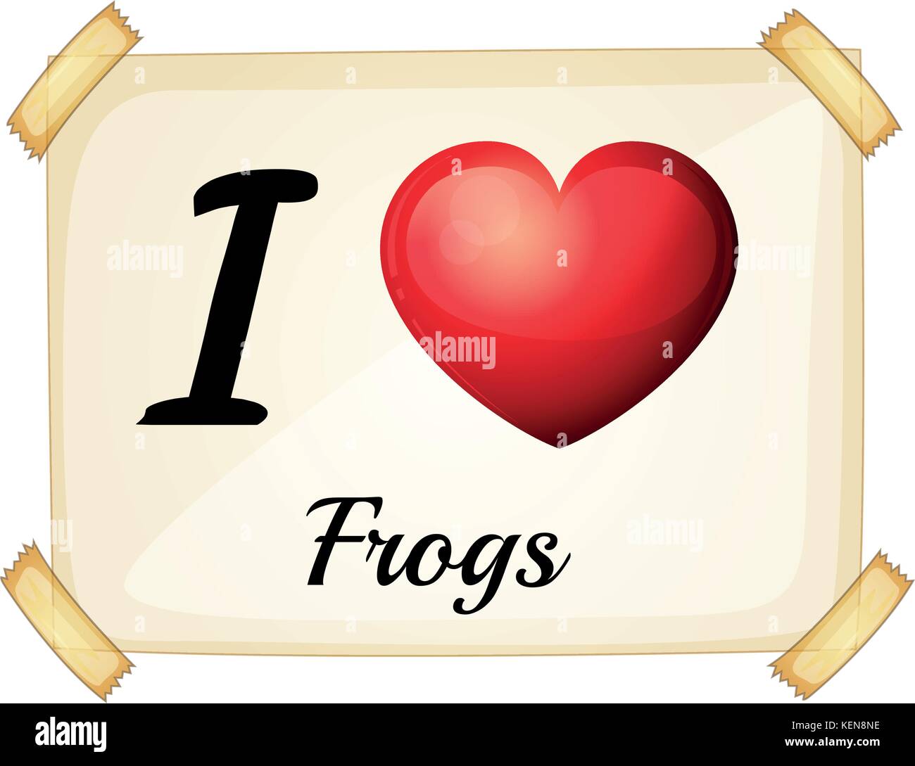 A poster showing the love of frogs on a white background Stock Vector