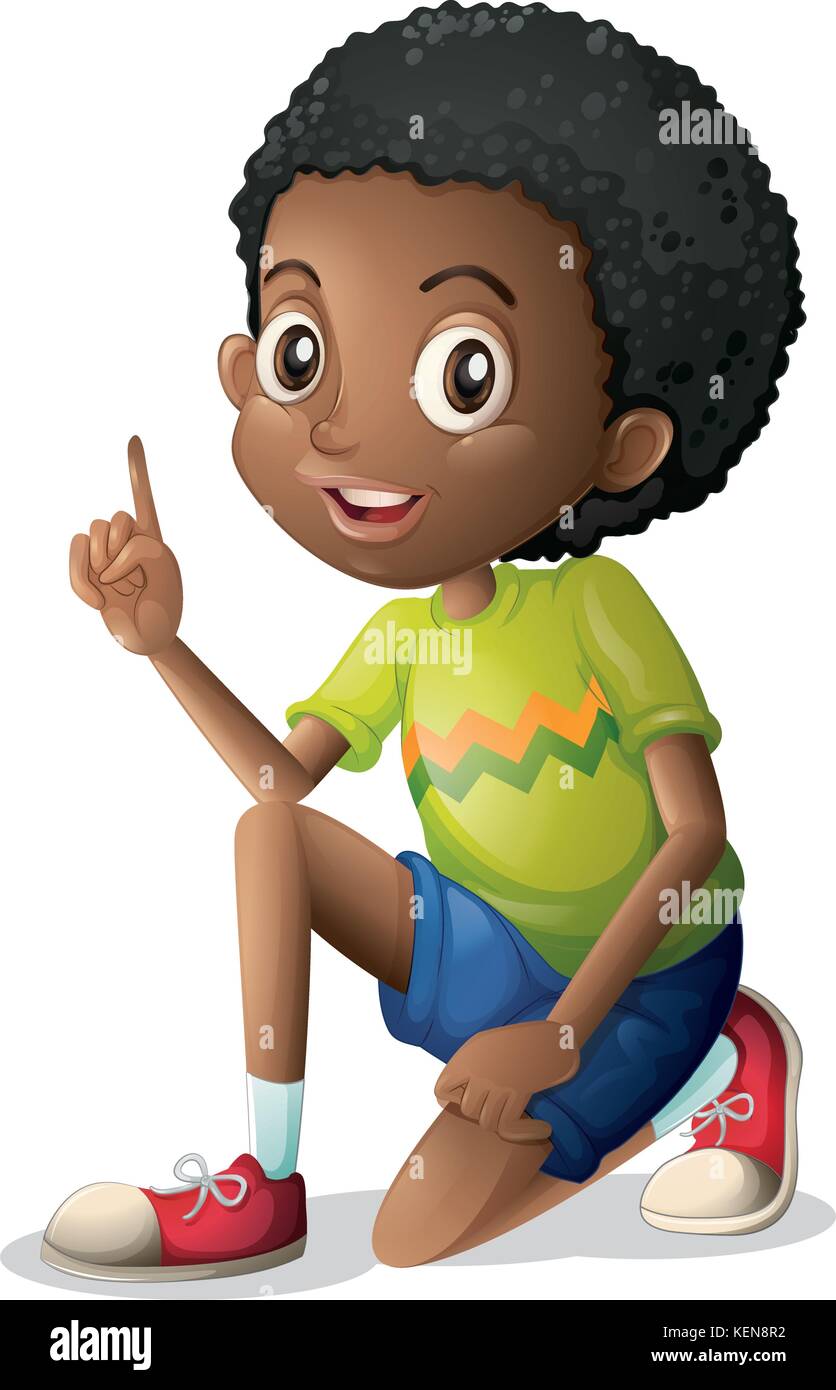 Illustration of a cute young Black man on a white background Stock ...