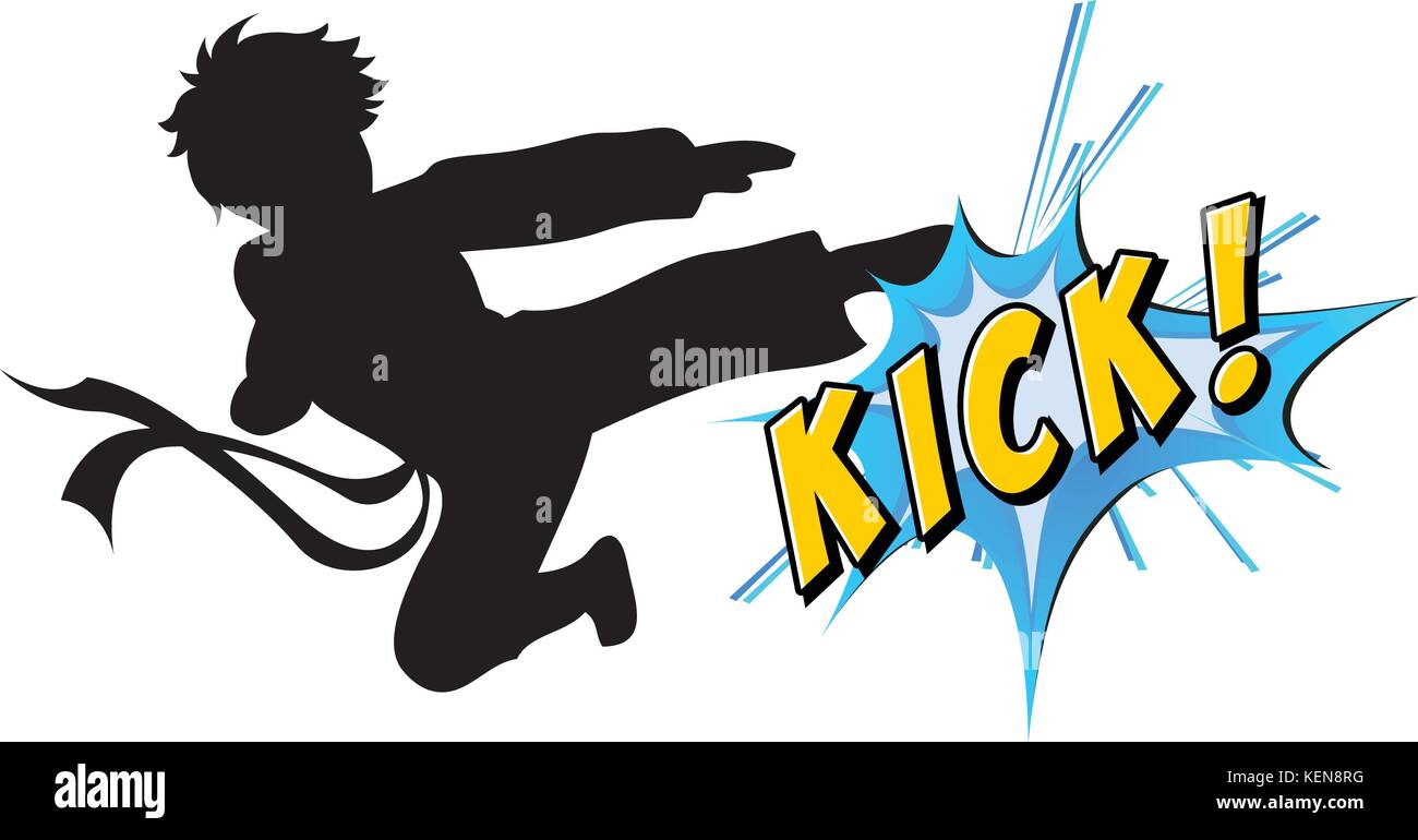 Kicking action with text on white Stock Vector Image & Art - Alamy