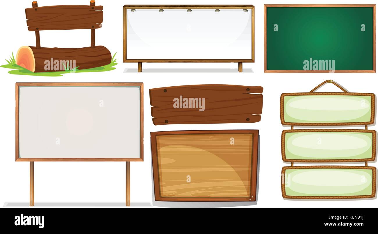 Illustration of different designs of wooden signs Stock Vector Image ...