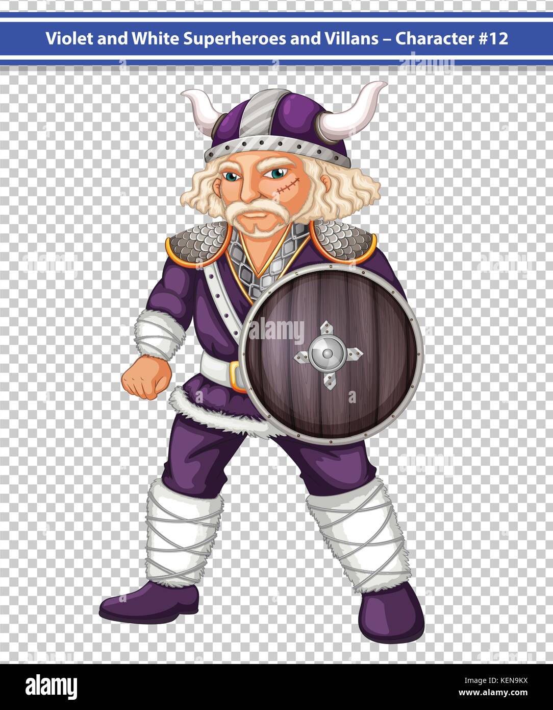 Illustration of a male viking with sheild Stock Vector