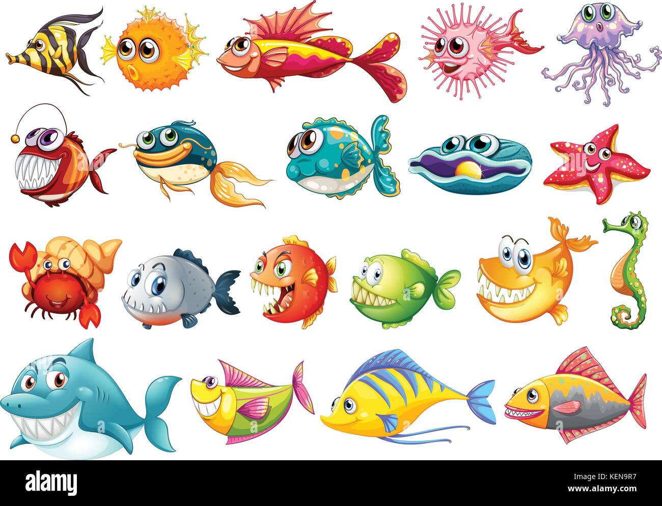 Illustration of different kinds of fish stock vector image art alamy