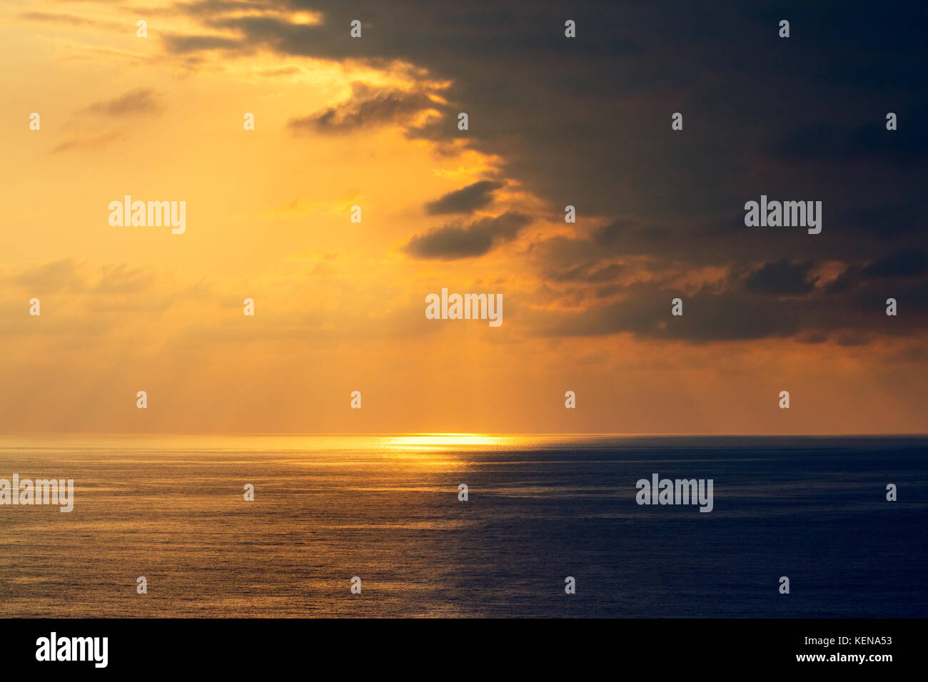Sunset over the sea. Seashore with beautiful picturesque sky Stock ...