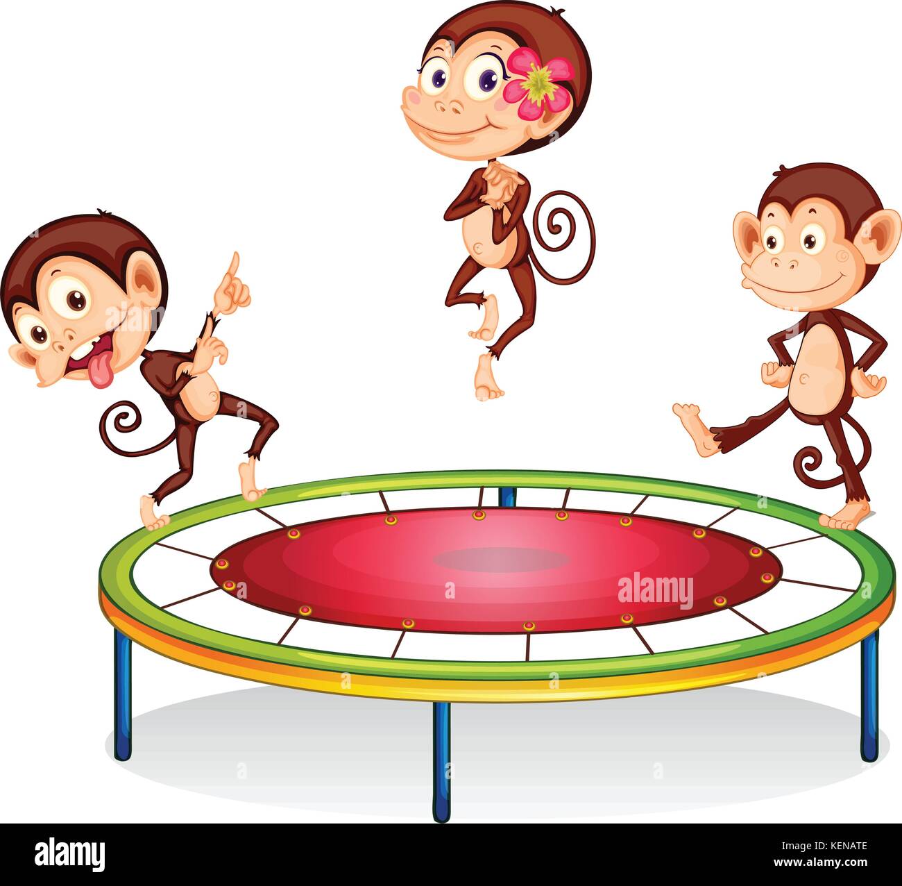 Illustration of monkey jumping on trampoline Stock Vector Image & Art