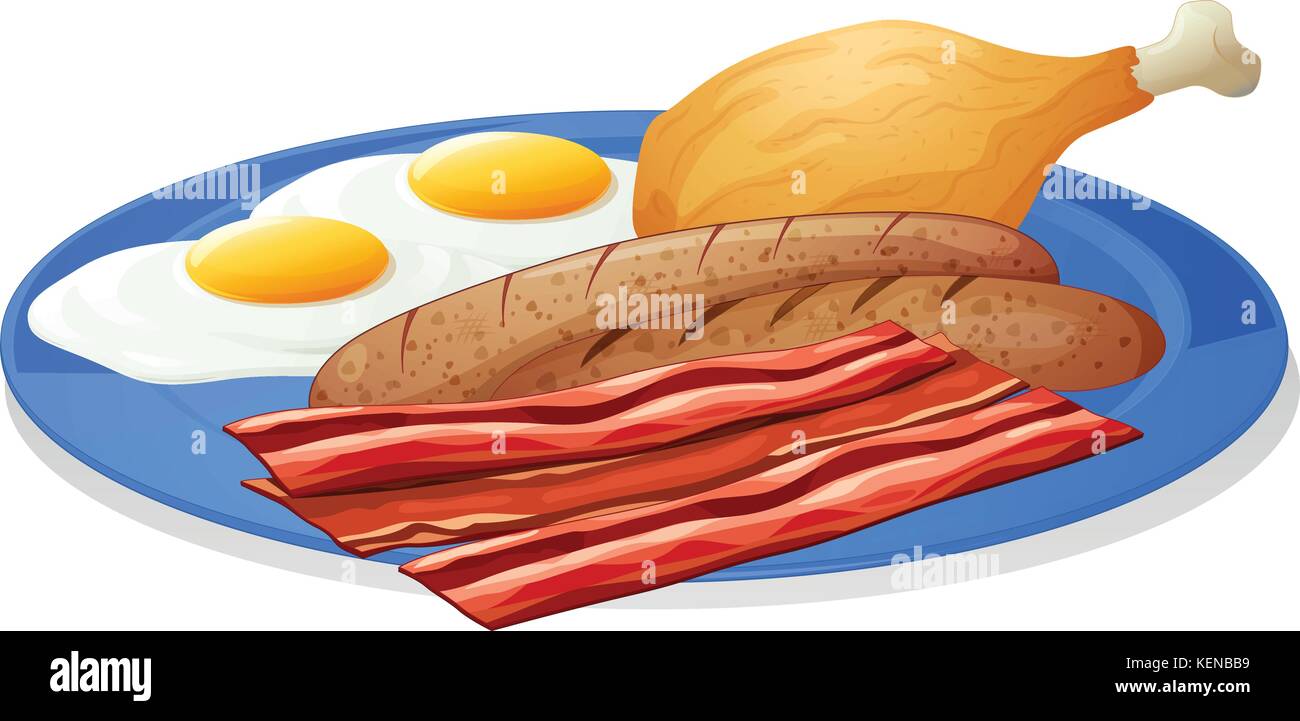 Illustration Of A Plate Of Eggs And Bacon Stock Vector Image Art Alamy